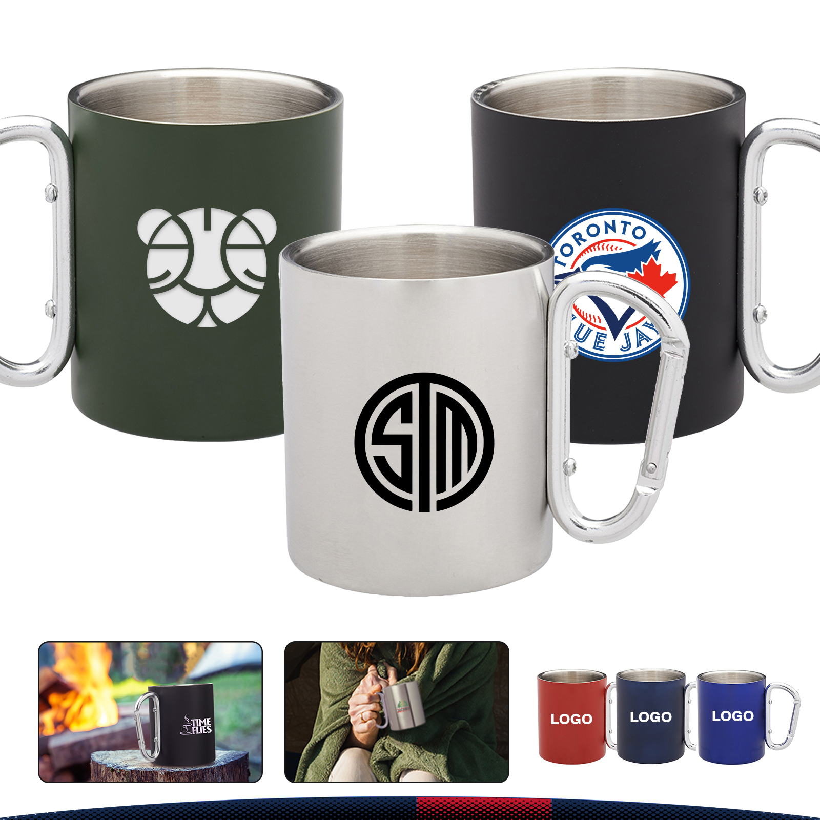 10 oz. Stainless Steel Mugs with Handles 8