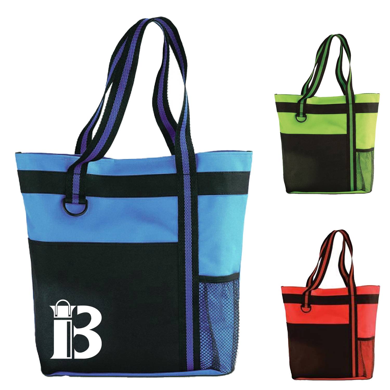 Shoulder Tote w/ Multiple Pockets and Zipper Closure, custom tote bag with logo imprint 3