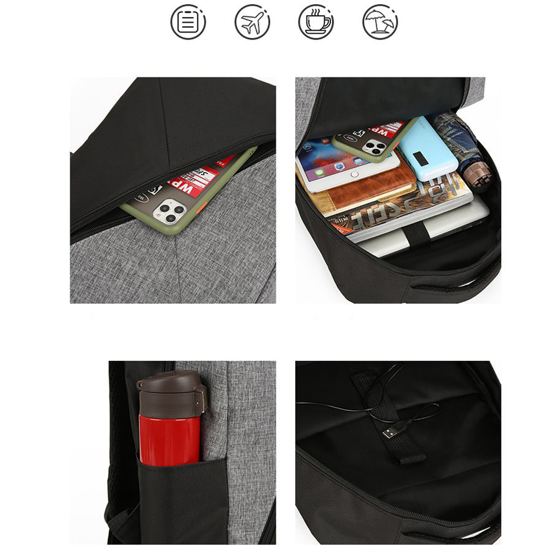 3-in-1 Business Laptop Backpack Set with USB Charging Port 5