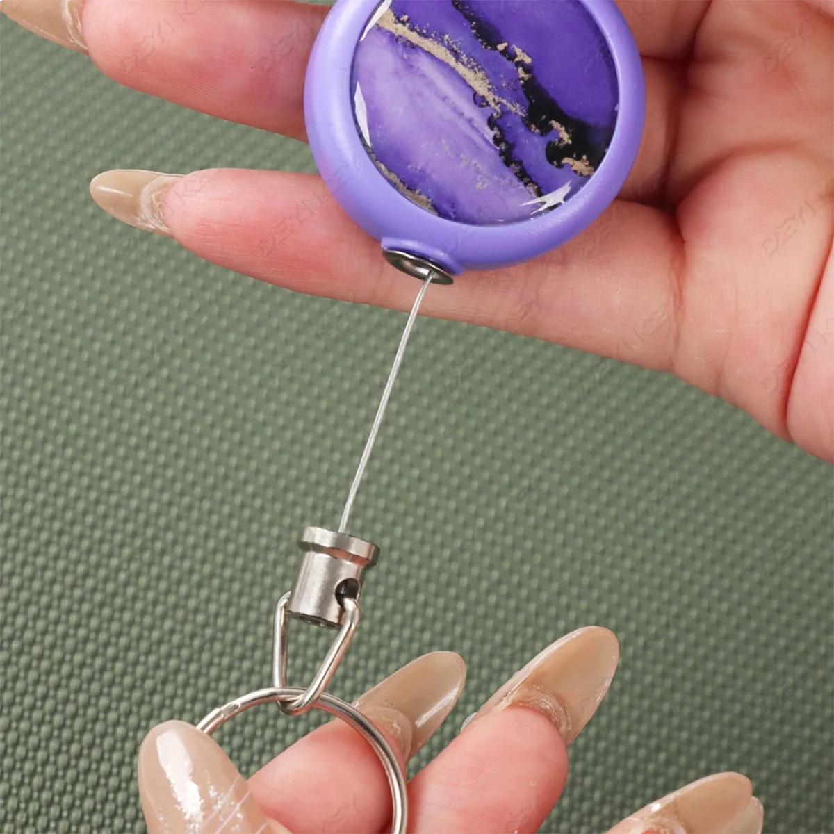 Retractable Keychain Badge Reel Carabiner Ski Pass Holder 7