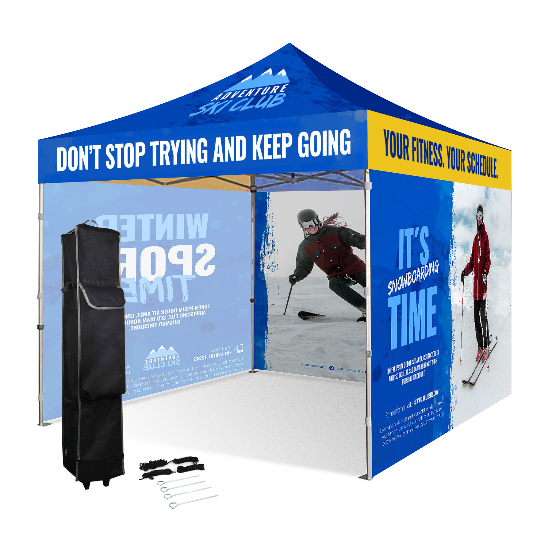 10' x 10' Heavy Duty Pop Up Canopy Tent Kit w/ 3 Full Walls ( Dye Sublimation) 1