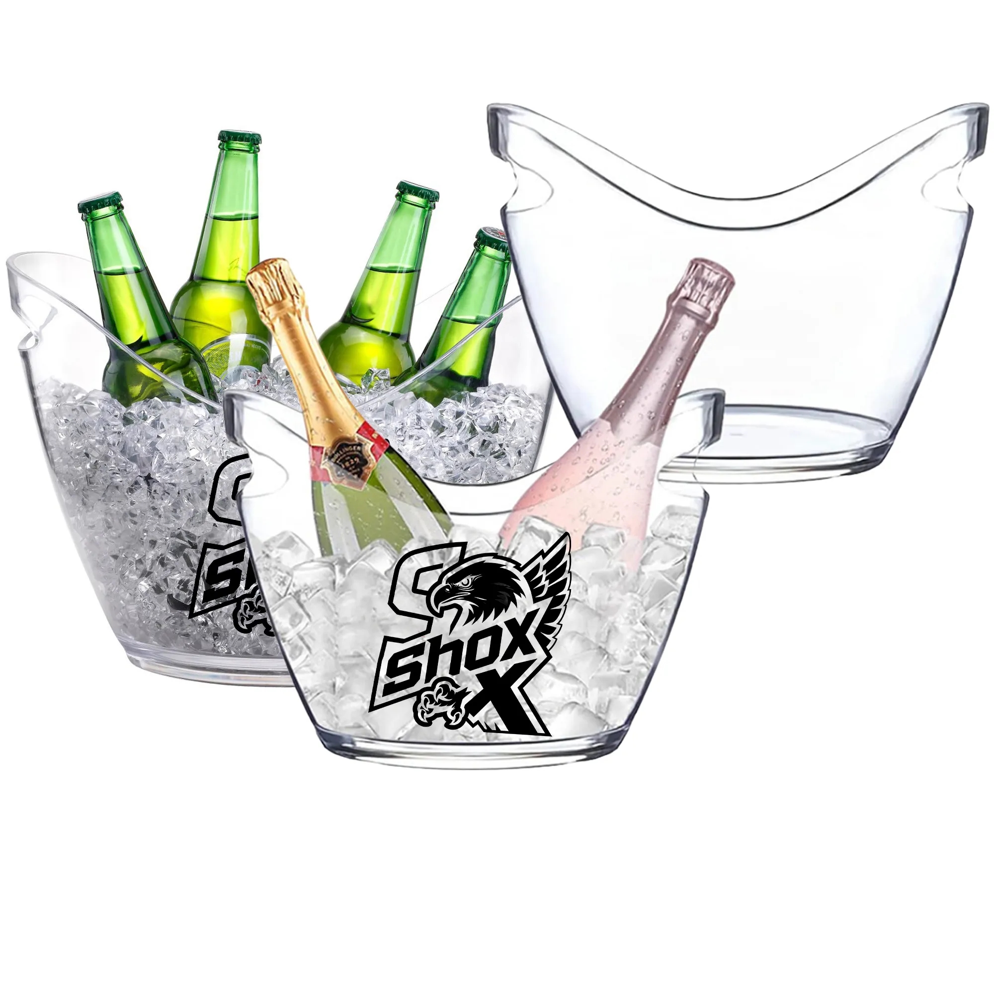 MOQ 10 Plastic Oval Ice Buckets For Beer Bottle 2