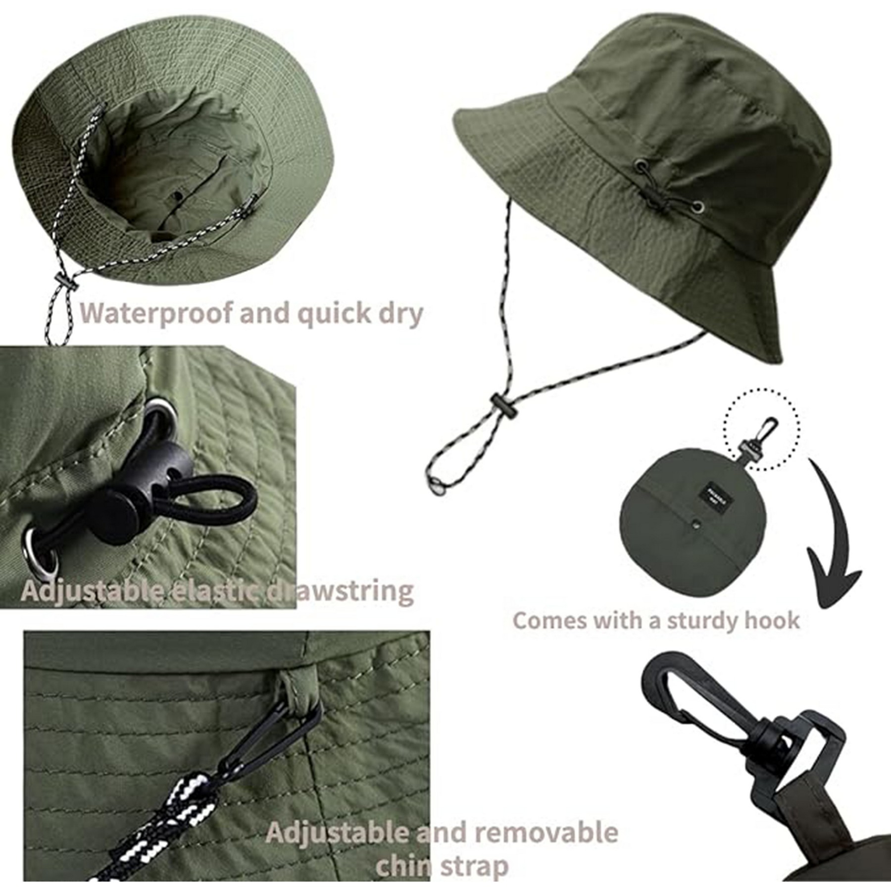 Quick Dry Waterproof Packable Rain Hat 3