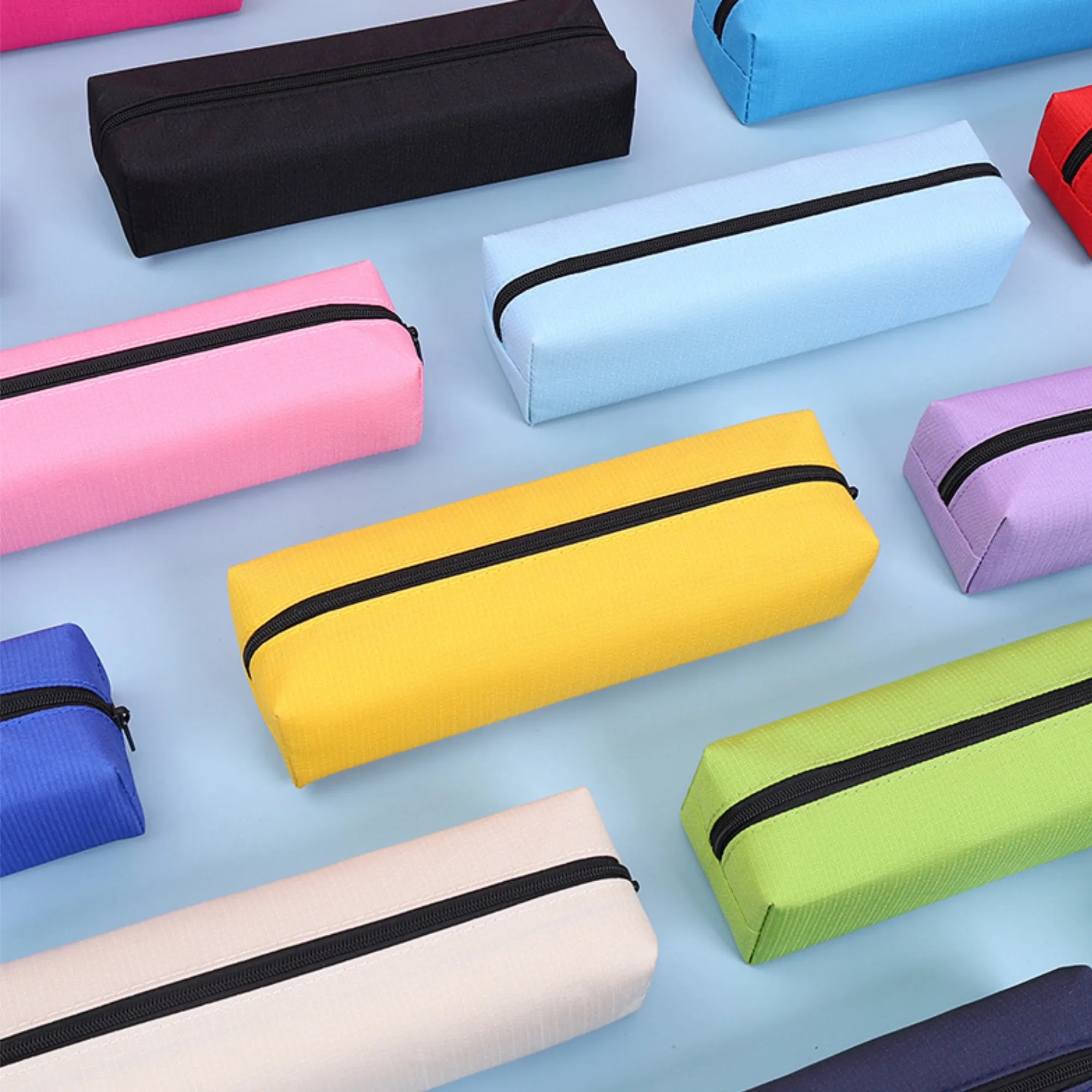 Solid Color Multipurpose Oxford Zipper Pencil Pouch Pen Case 7