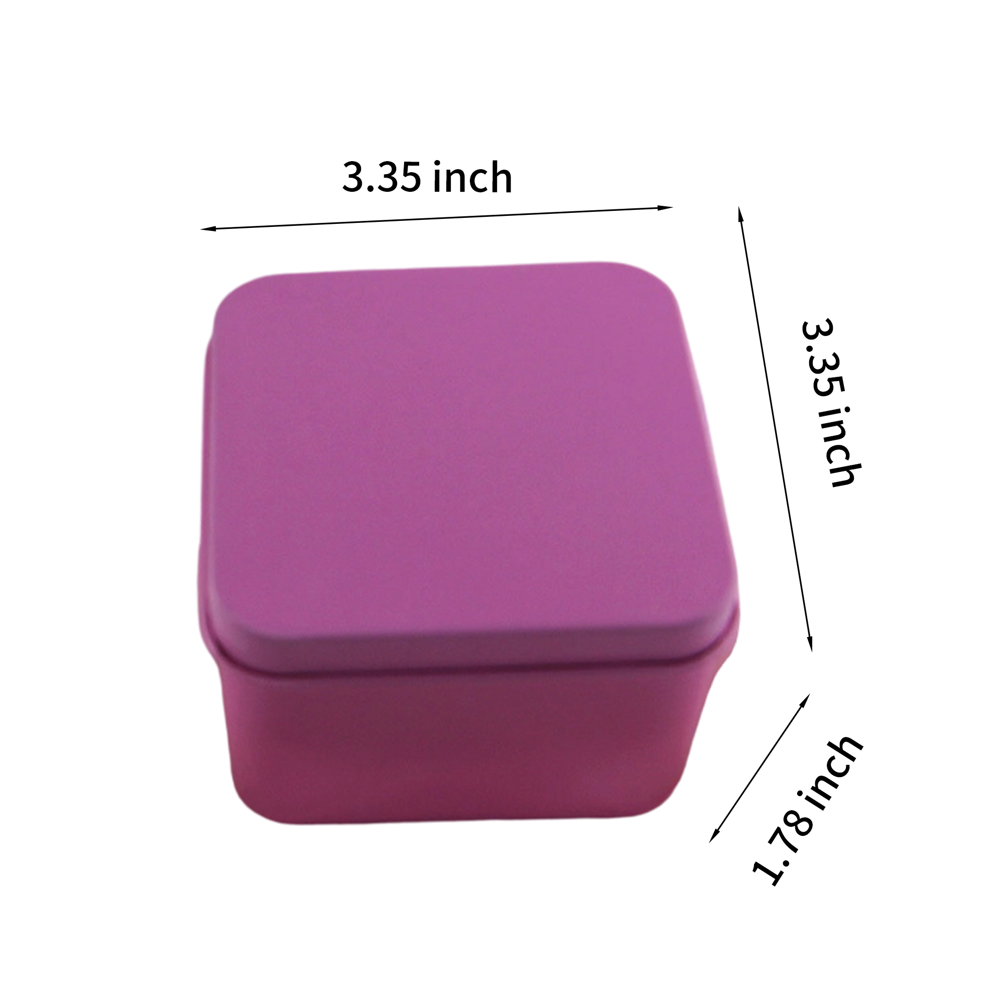 Square Metal Tin Storage Container With Secure Lid 3.35" 9