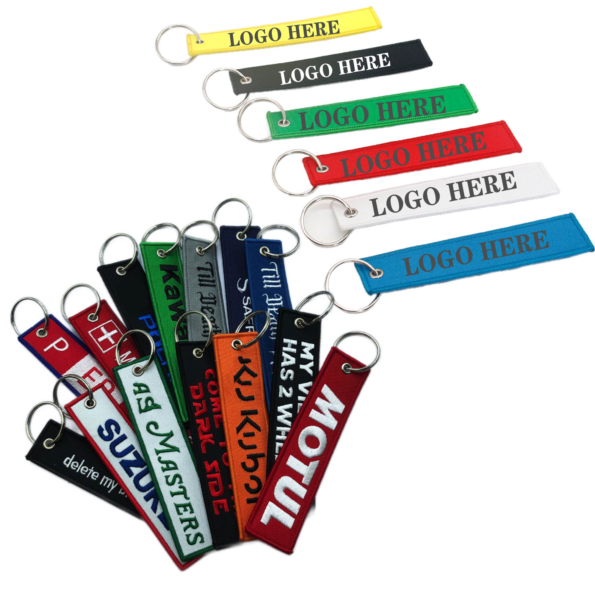 Embroidered Woven Key Tags Fabric Keychain 1