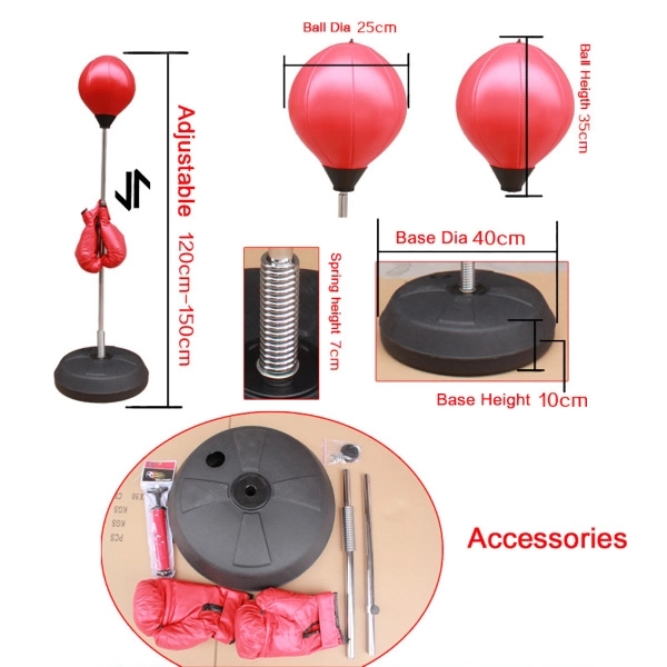 Adjustable Adult Free Standing Punch Ball Bag Boxing Gloves 3