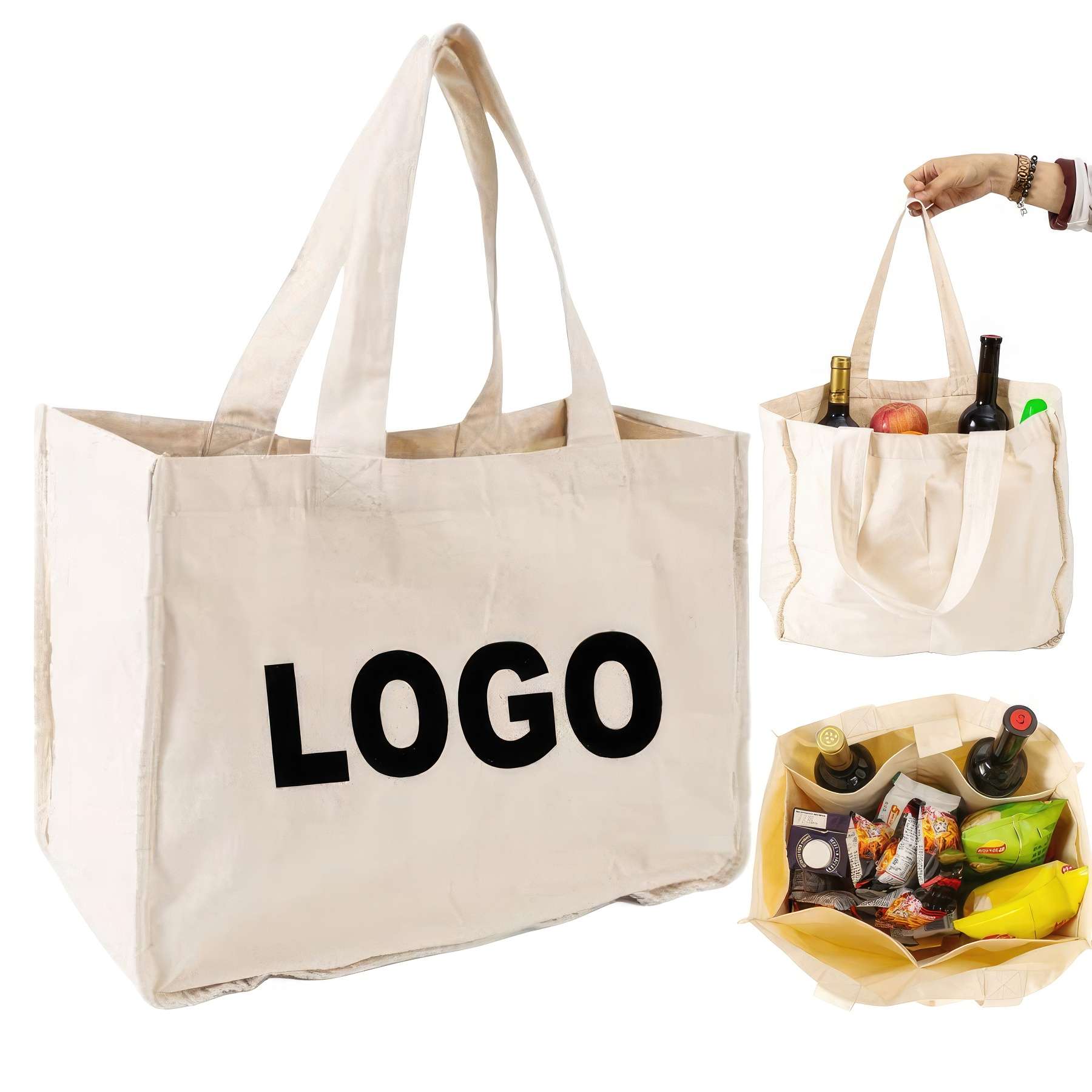 Custom Canvas Grocery Bag, custom tote bag with logo imprint 3