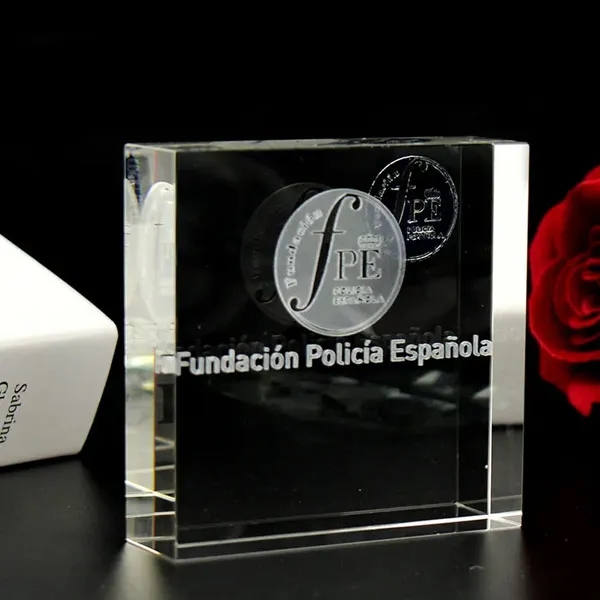 Square Crystal Paperweight 4