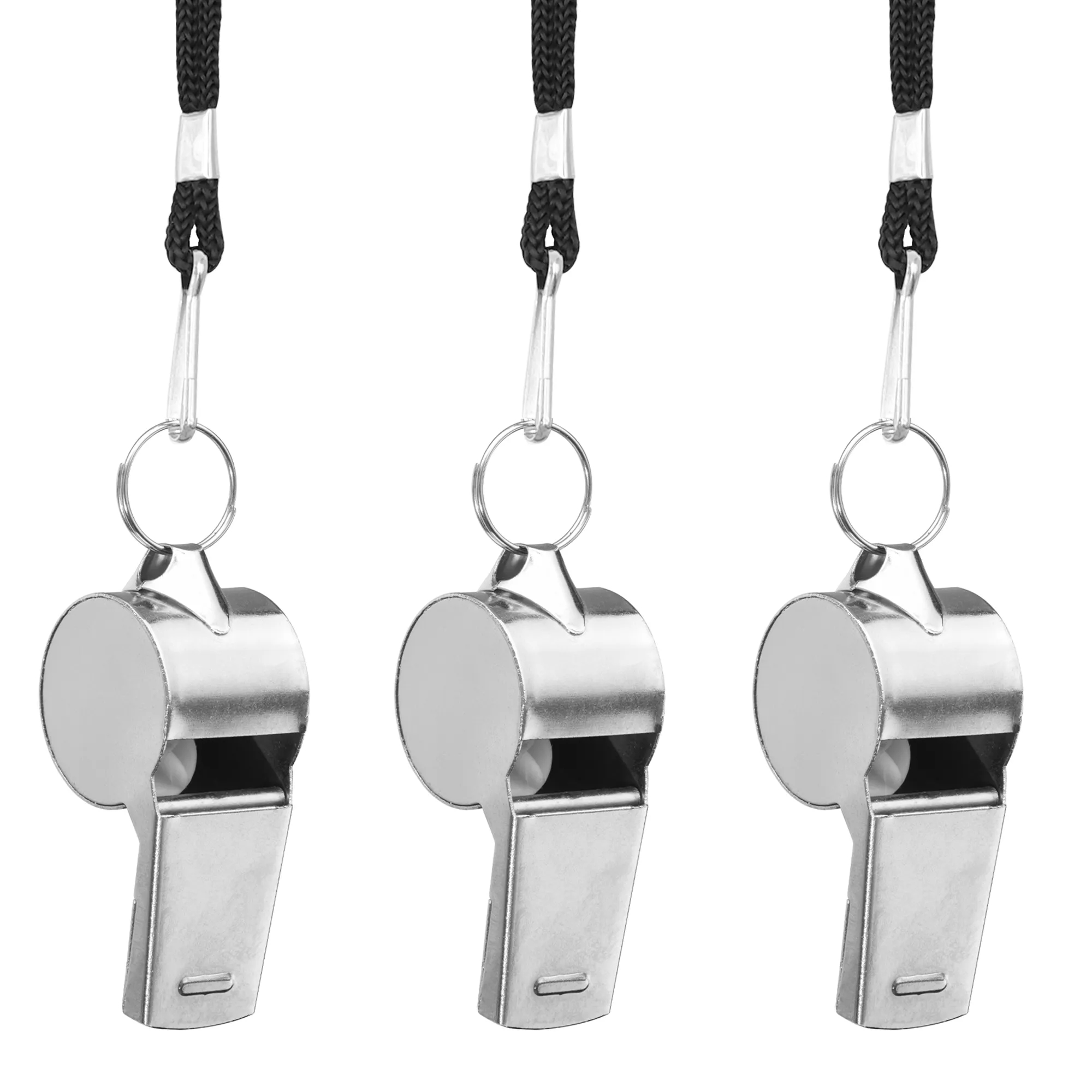 Stainless Steel Coach Whistle With Lanyard MOQ 30pcs 3