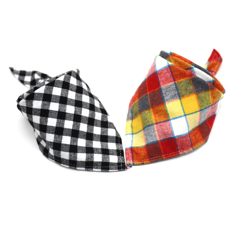 Dog Bandana Plaid Reversible Triangle Bibs Scarf 2