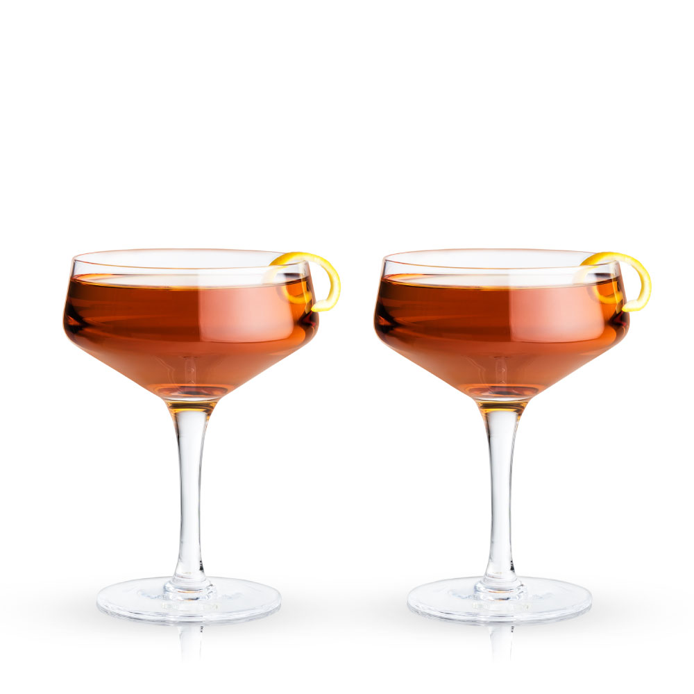 Viski® Raye Angled Crystal Coupe Glass, set of 2 1