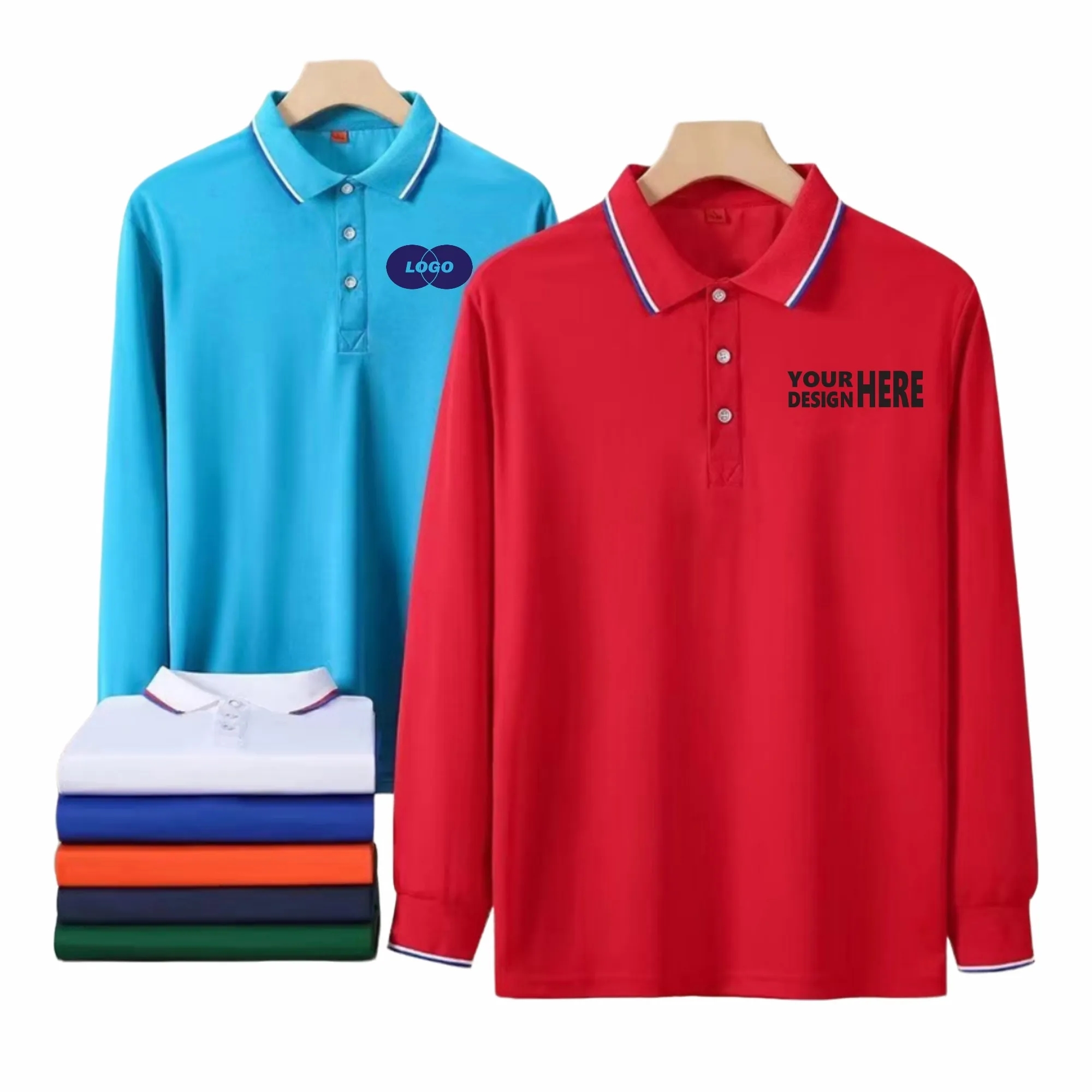 Custom Unisex Longsleeve Cotton Polo Workwear Seasonal