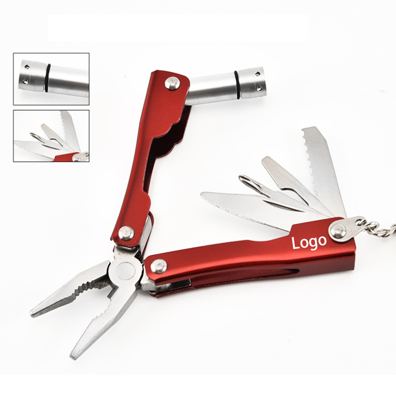 Stainless Steel Multi-Tool Folding Pliers with Mini Flashlight