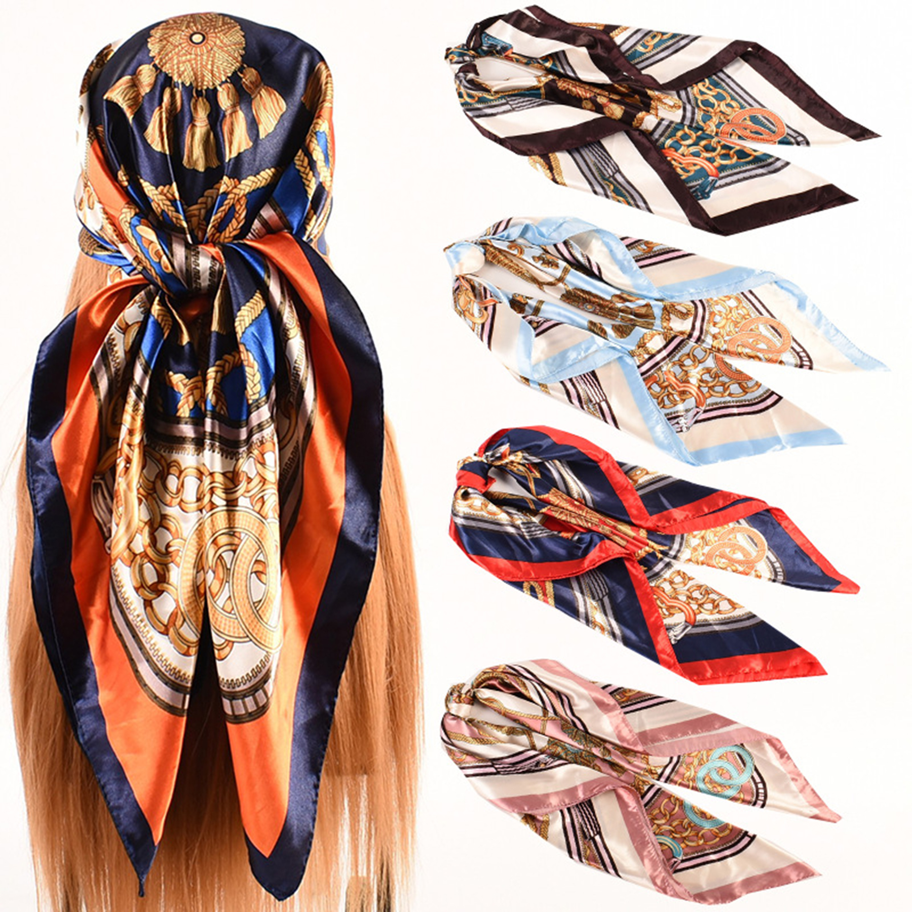 Satin Large Square Head Scarves 2