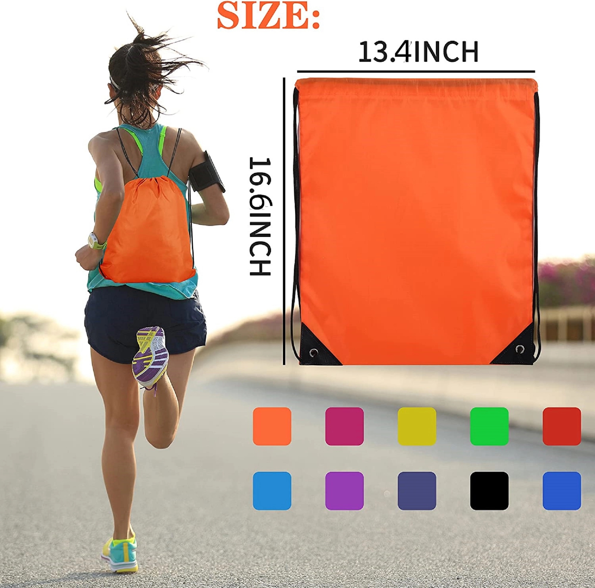 Double Shoulder Drawstring Harness Pocket Backpack 3