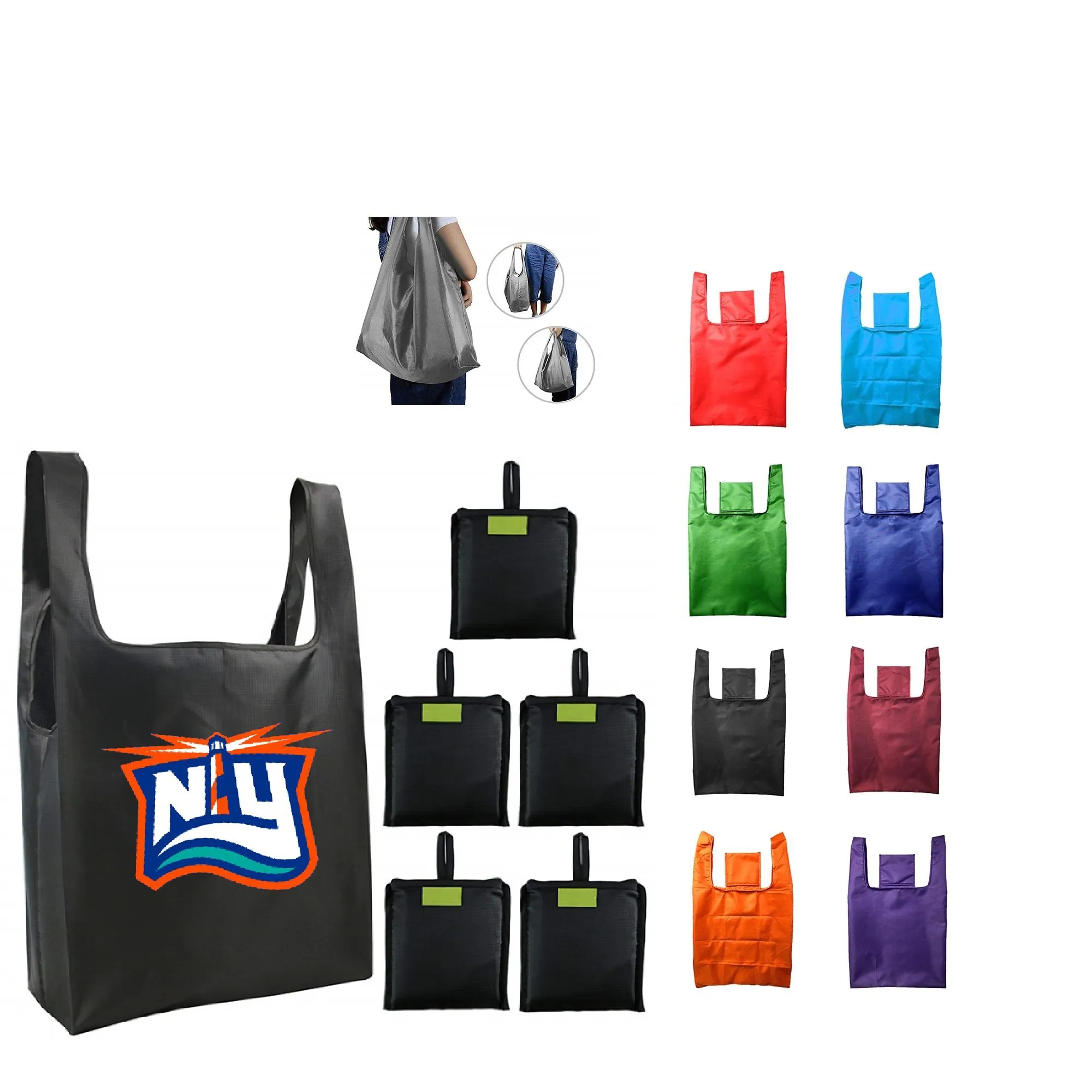 Foldable Eco Friendly Shopping Bag, custom tote bag with logo imprint 9