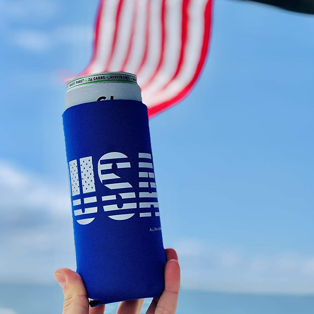 American Flag Neoprene Slim Can Coolie, custom koozie with logo imprint 3