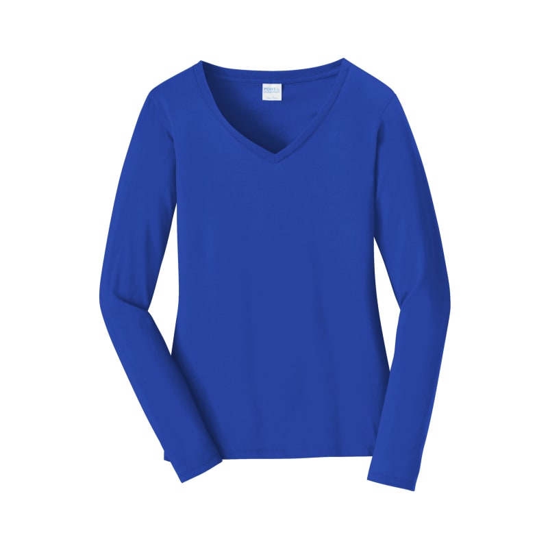 Port & Company Women's Long Sleeve Fan Favorite V-Neck Tee. 45