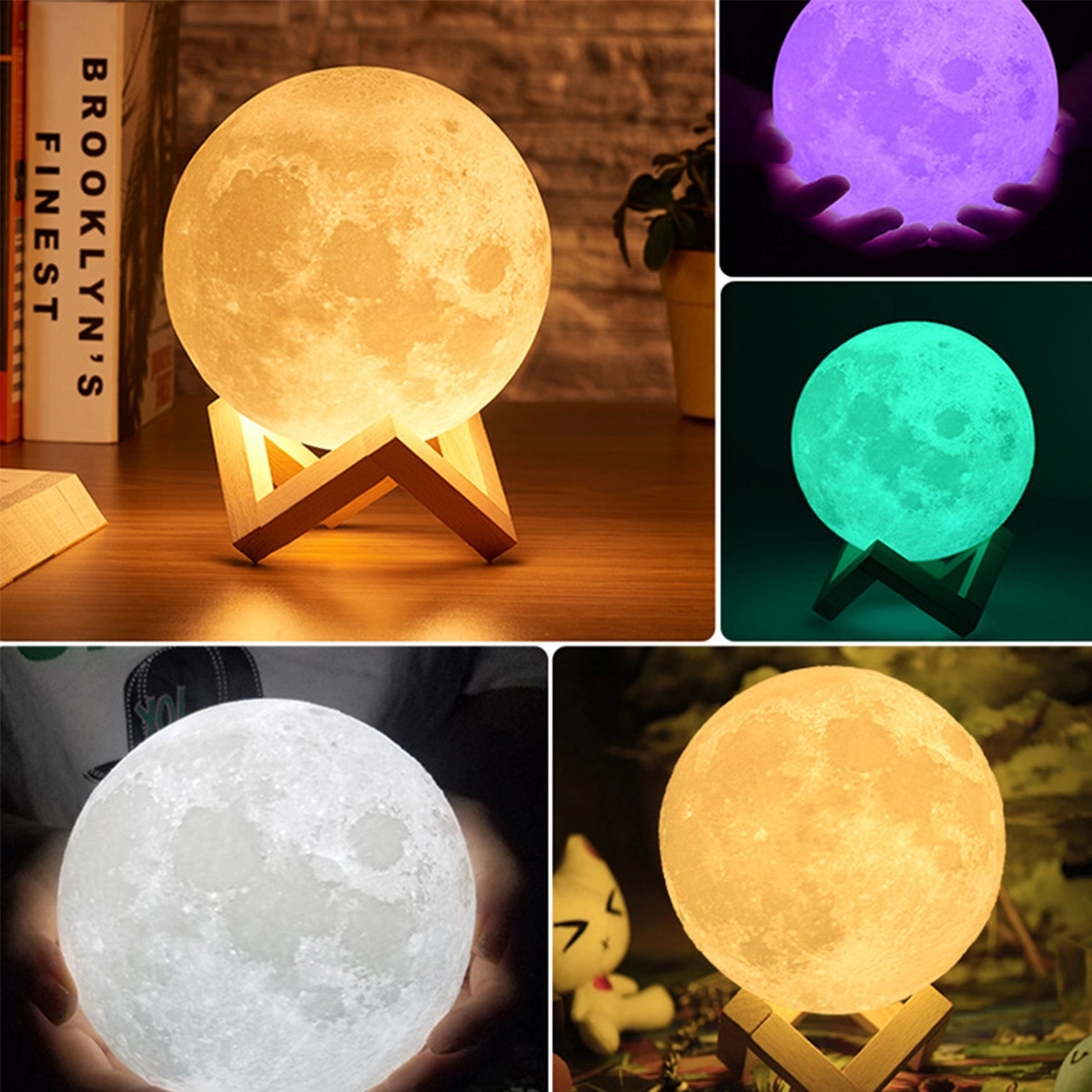 16 Colors LED Moon Light with Remote, Touch Control and USB 9
