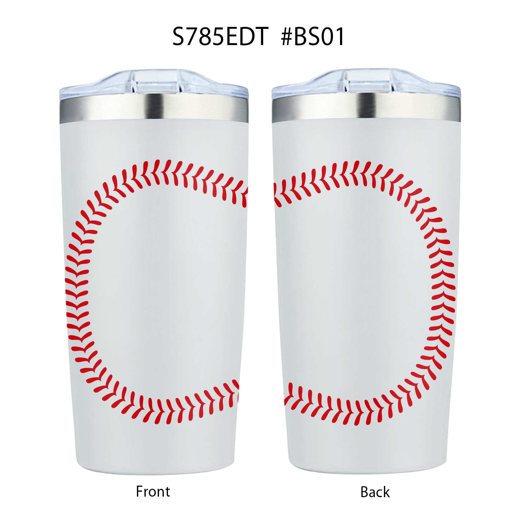 20 oz. Baseball Design Double Wall Vacuum Tumbler Water Bottle 2