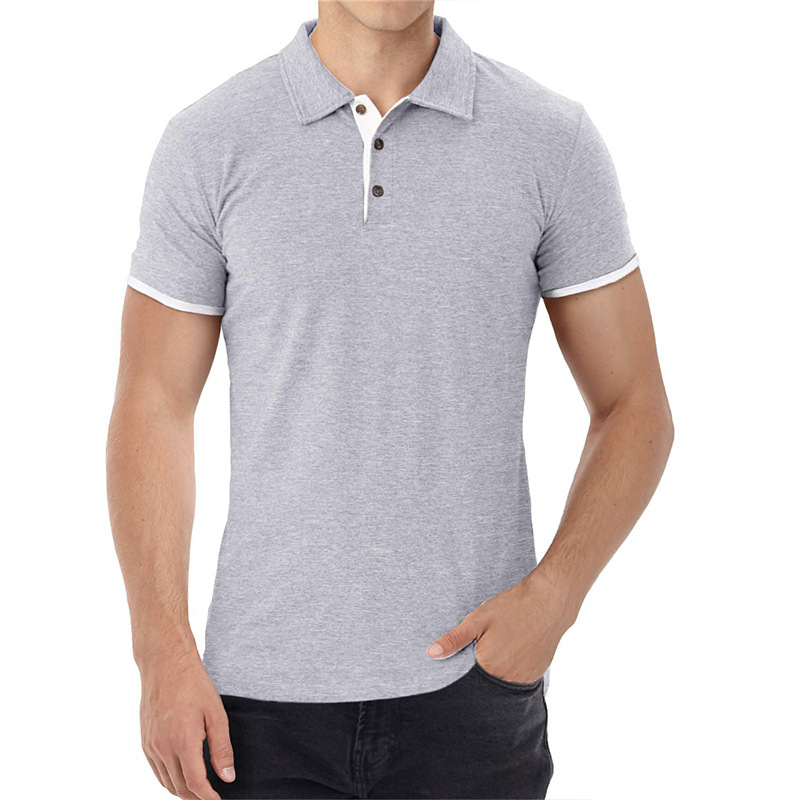 Business Men's Short Sleeve Lapel Polo Shirt / Button 4
