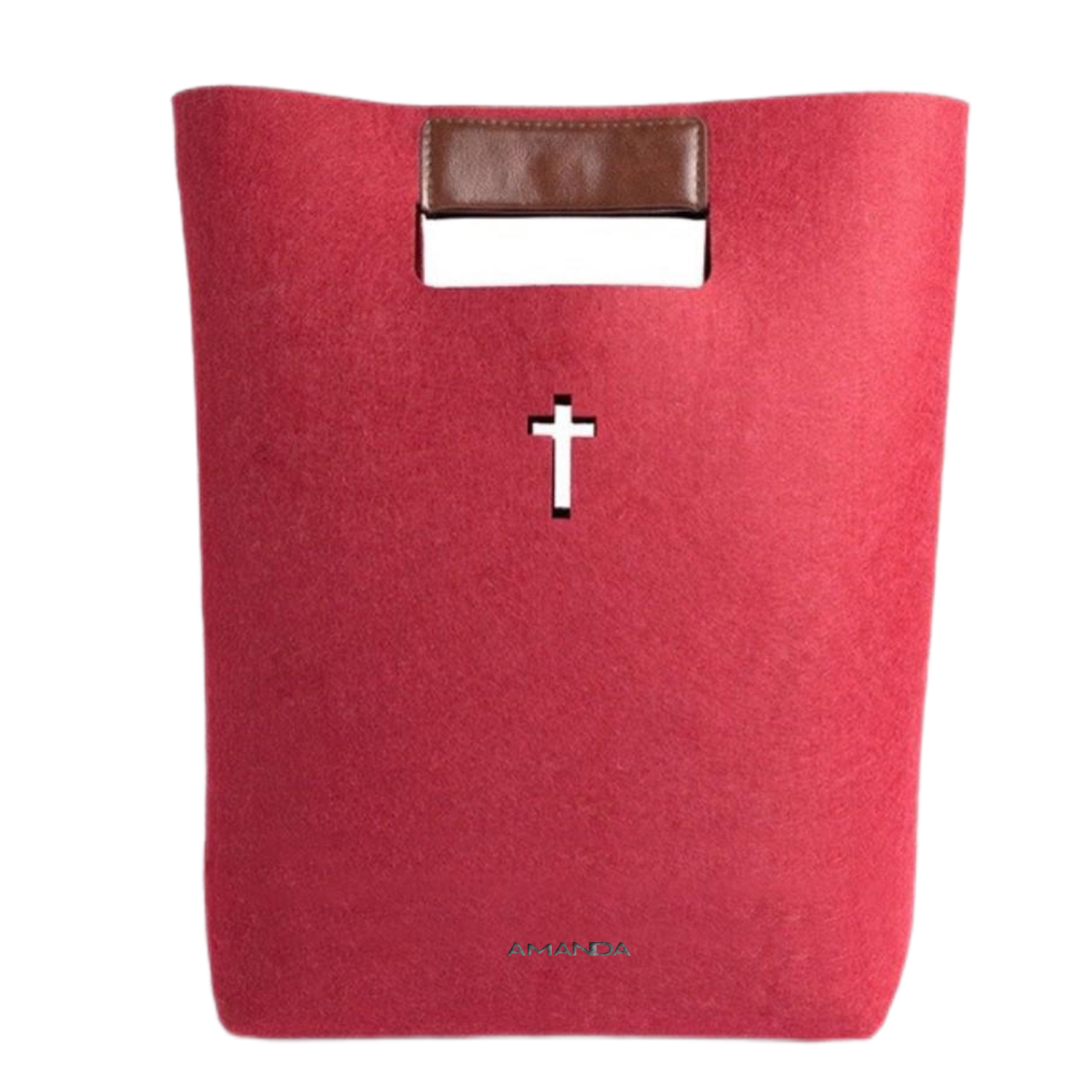 Carved Cross Felt Bible Church Outdoor User Thick Tote Bag 10
