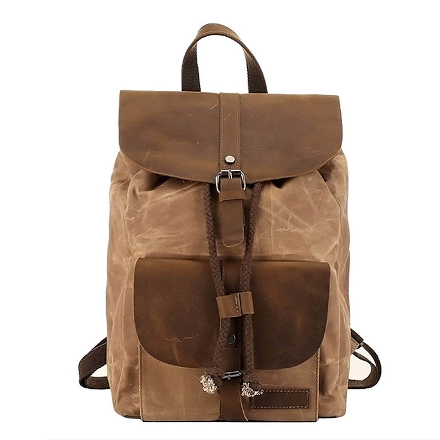 Vintage Waterproof Backpack Daypack Made of Canvas Leather 7