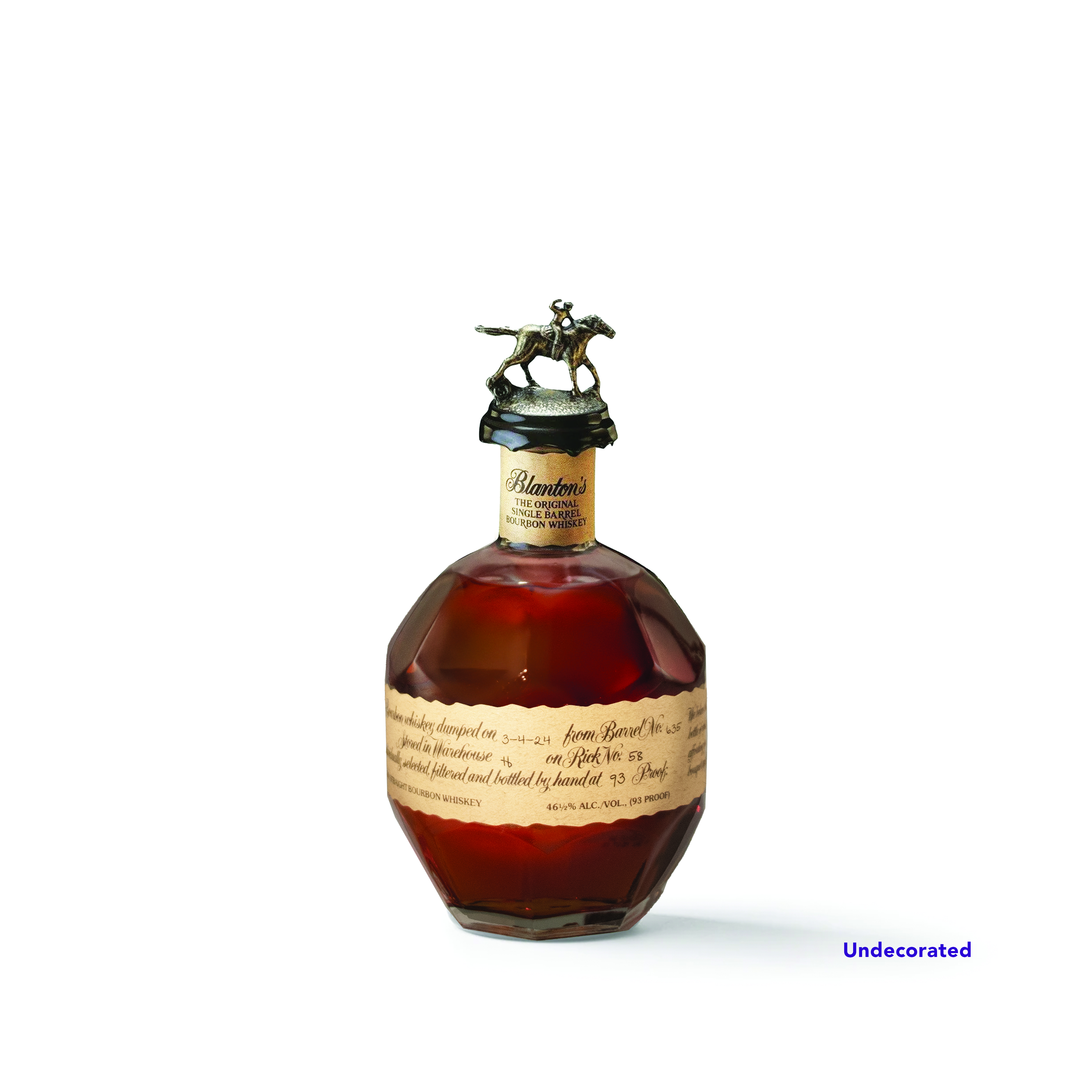 Blanton's Original Single Barrel Bourbon Liquor Bottle (Undecorated) 1
