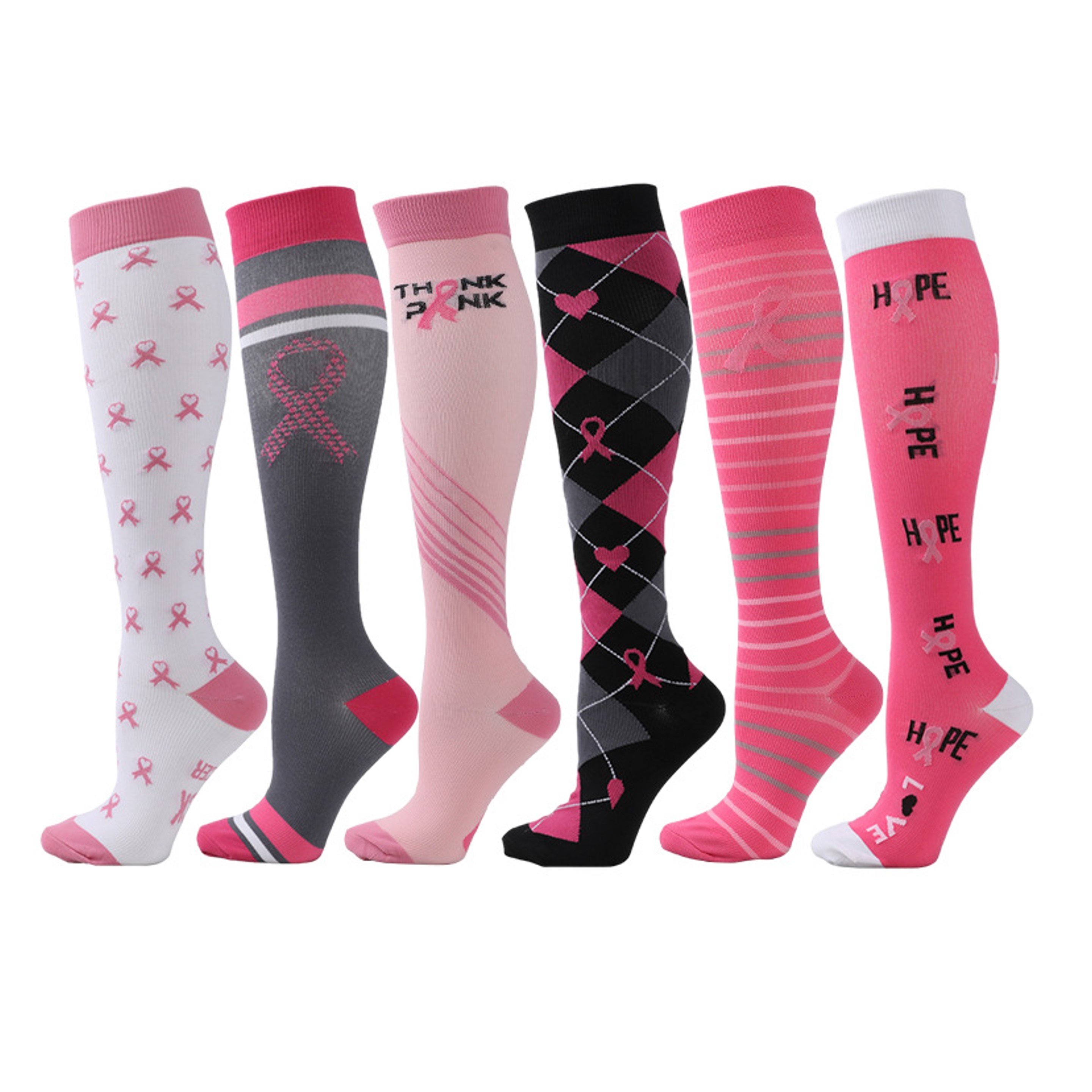 Pink Ribbon Knee High Sock (direct import) 4
