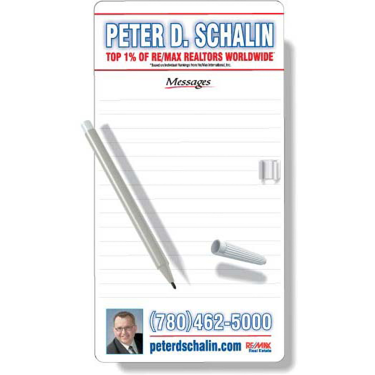 Premium Plastic Magnetic Memo Board Kits, Rectangular Shape 5.38"x10.25", Full Colour, Pen & clip