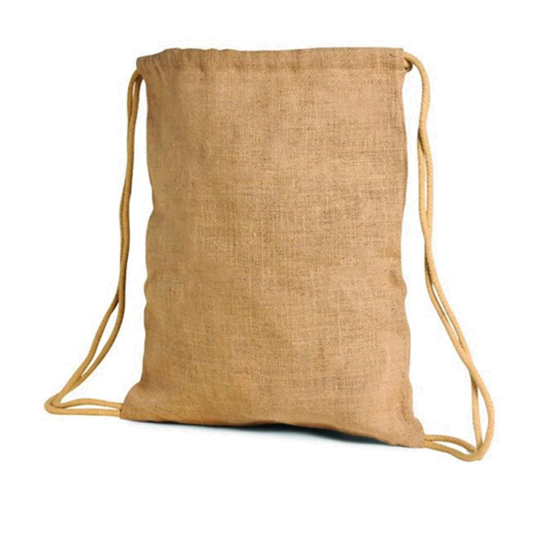 All Purpose Natural Soft Jute Drawstring Backpack 1