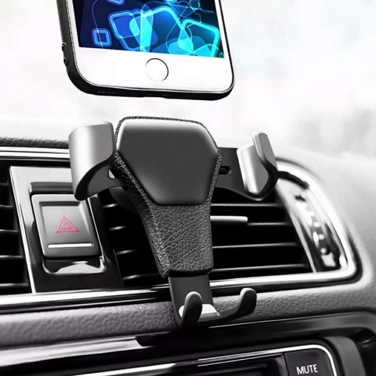 Gravity Car Vent Phone Holder with Leather Panel 3
