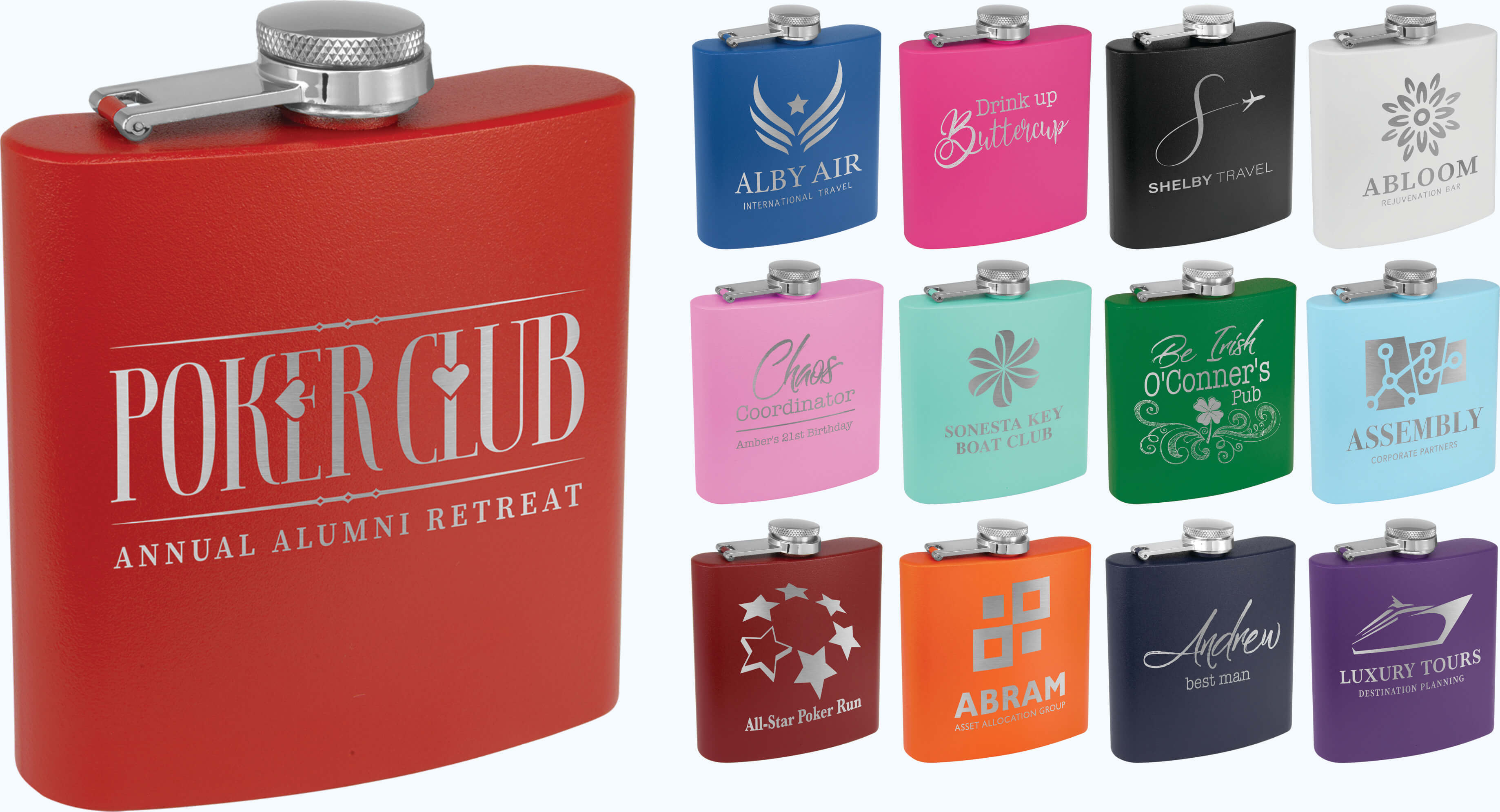 6 oz Powder Coated Stainless Steel Flask