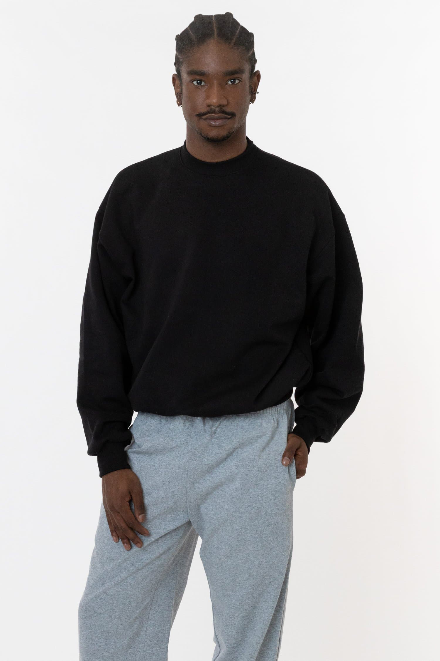 10 OZ MID-WEIGHT POLY COTTON FLEECE WIDE CREW 1