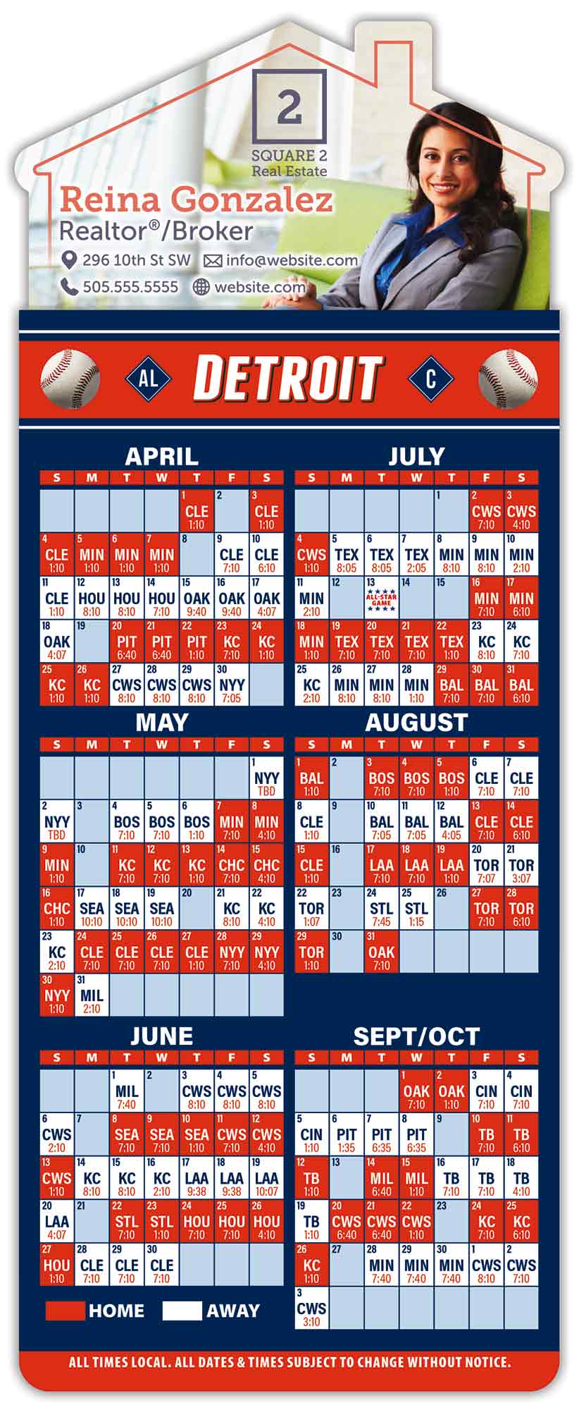 Magna-Card House Shape Magnet - Baseball Schedules (3.5 x 9) 1