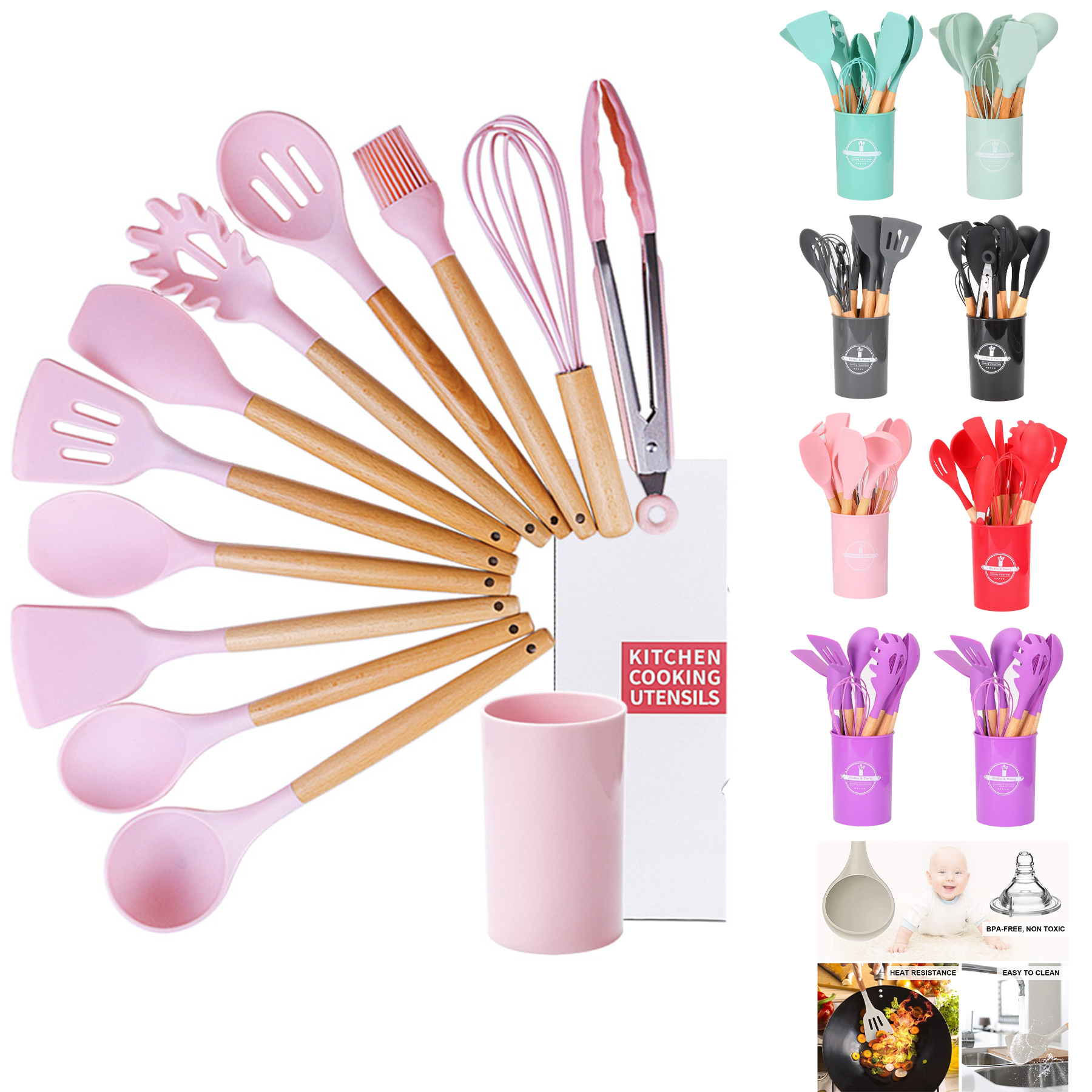 Silicone Cooking Kitchen Utensils Set 2