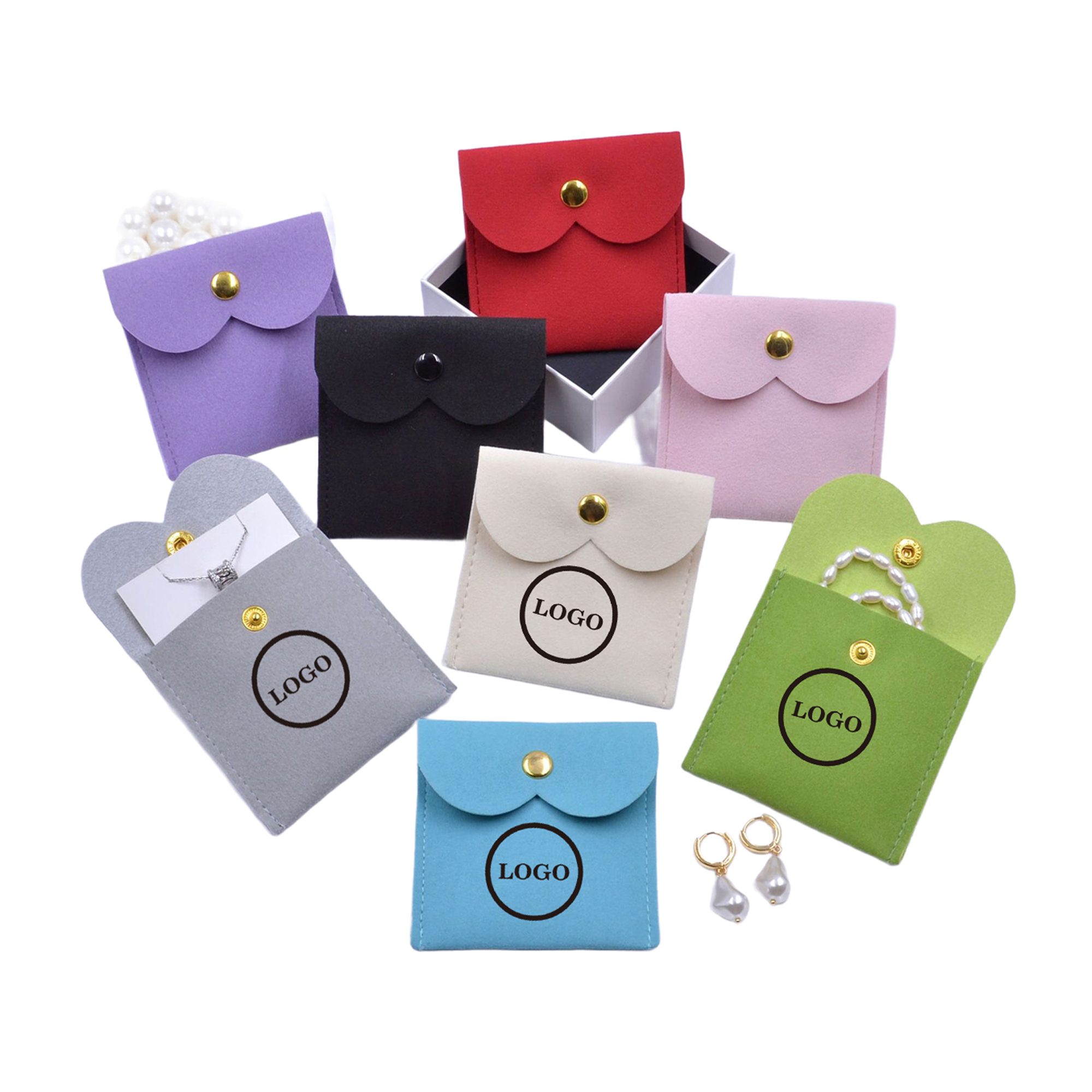 MOQ50 Personalized Heart Shape Jewelry Pouch 1