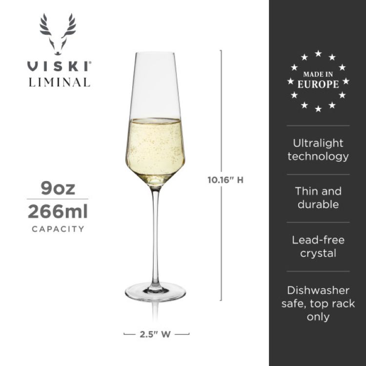 Viski® Reserve Liminal Ultralight Flute Glass 3