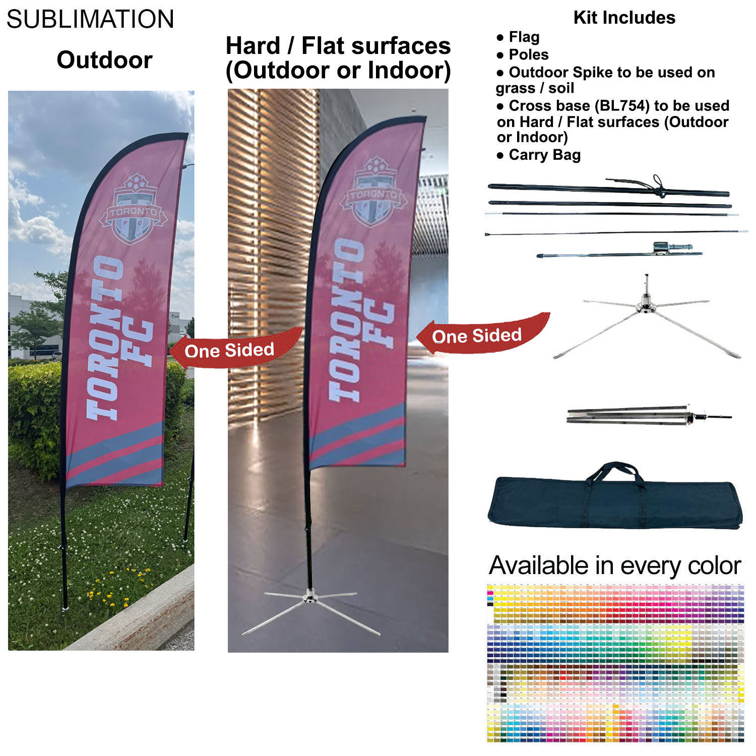8.5' X-Small Feather Flag Kit, Full Color Graphics One Side, Outdoor Spike base, Indoor Cross Base 17