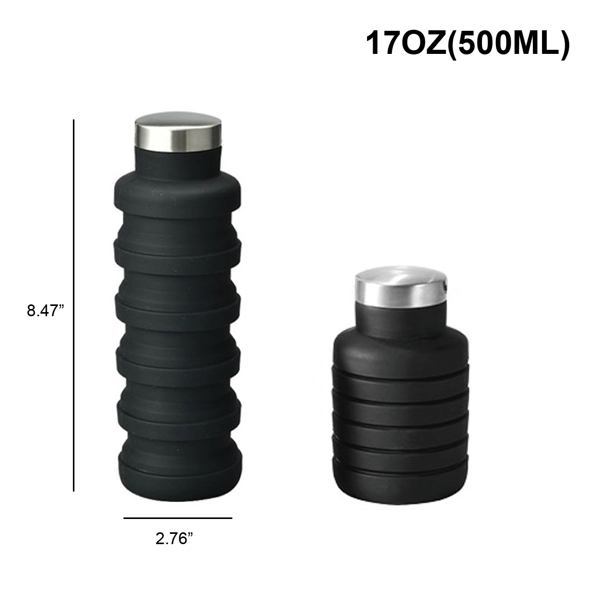 17 Oz Collapsible Silicone Water Bottle 6