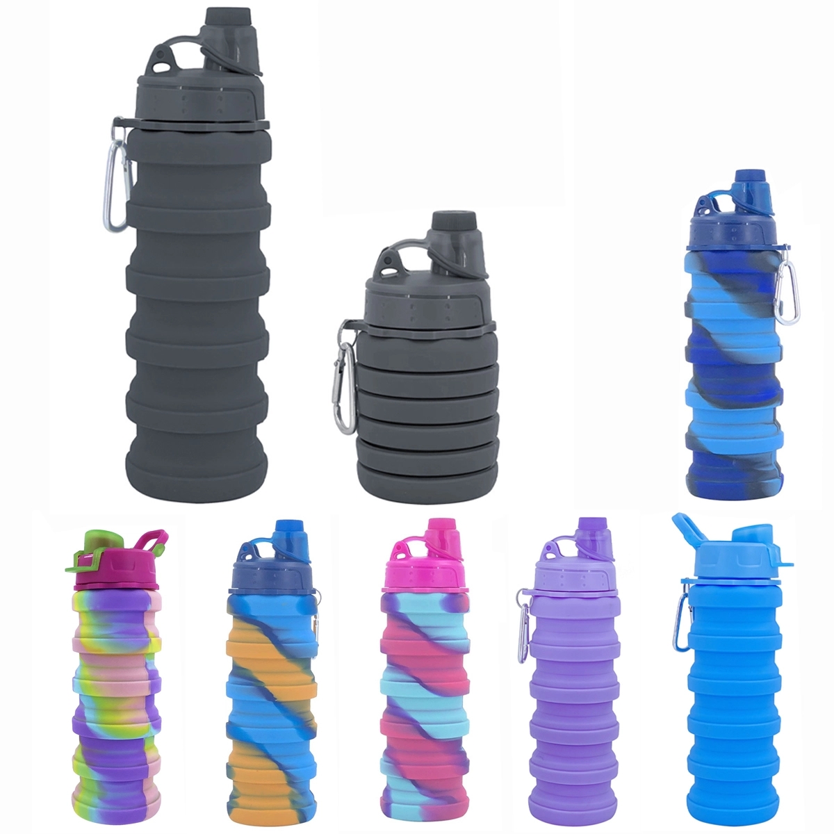 Custom Reusable Silicone Collapsible Sport Water Bottle 8