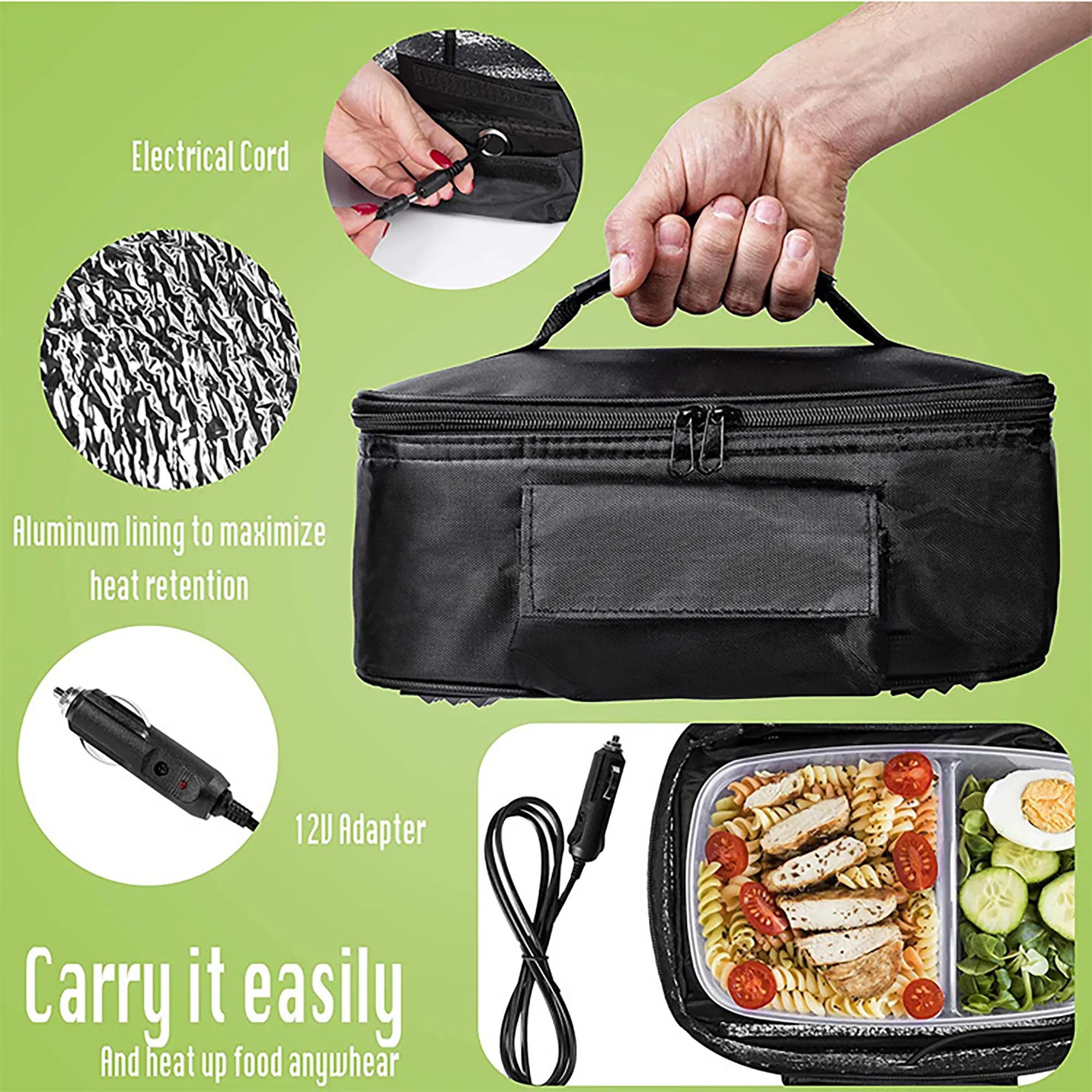 USB Portable Car Food Warmer Heating Lunch Bag 2