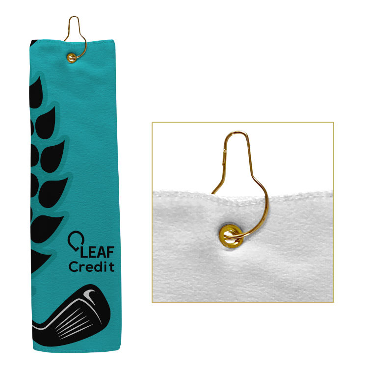 Small Custom Full Color Grommeted Tri-Fold Golf Towel 9