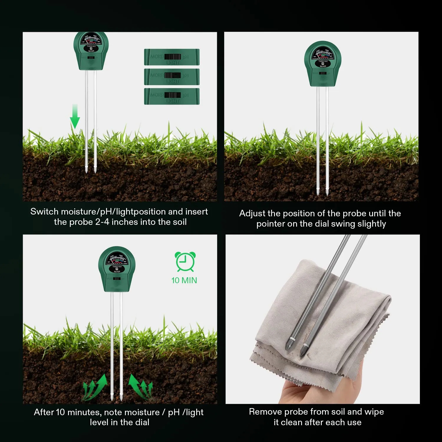 3-in-1 Soil Moisture/Light/pH Meter 8