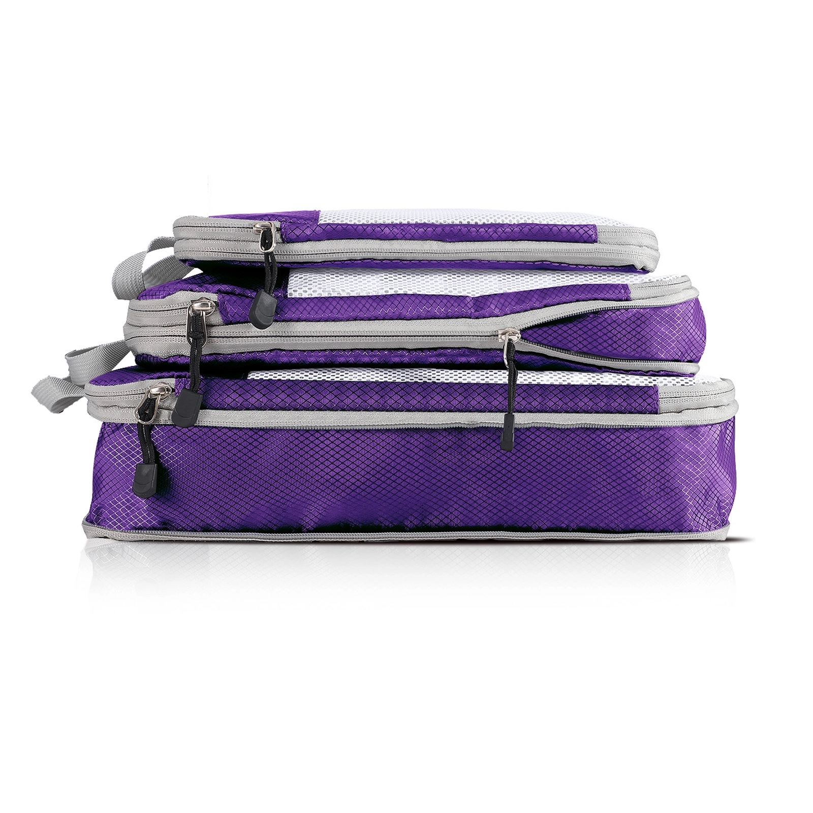 Set Of 3 Packing Cubes Foldable Storage Mesh Bag Organizer 18