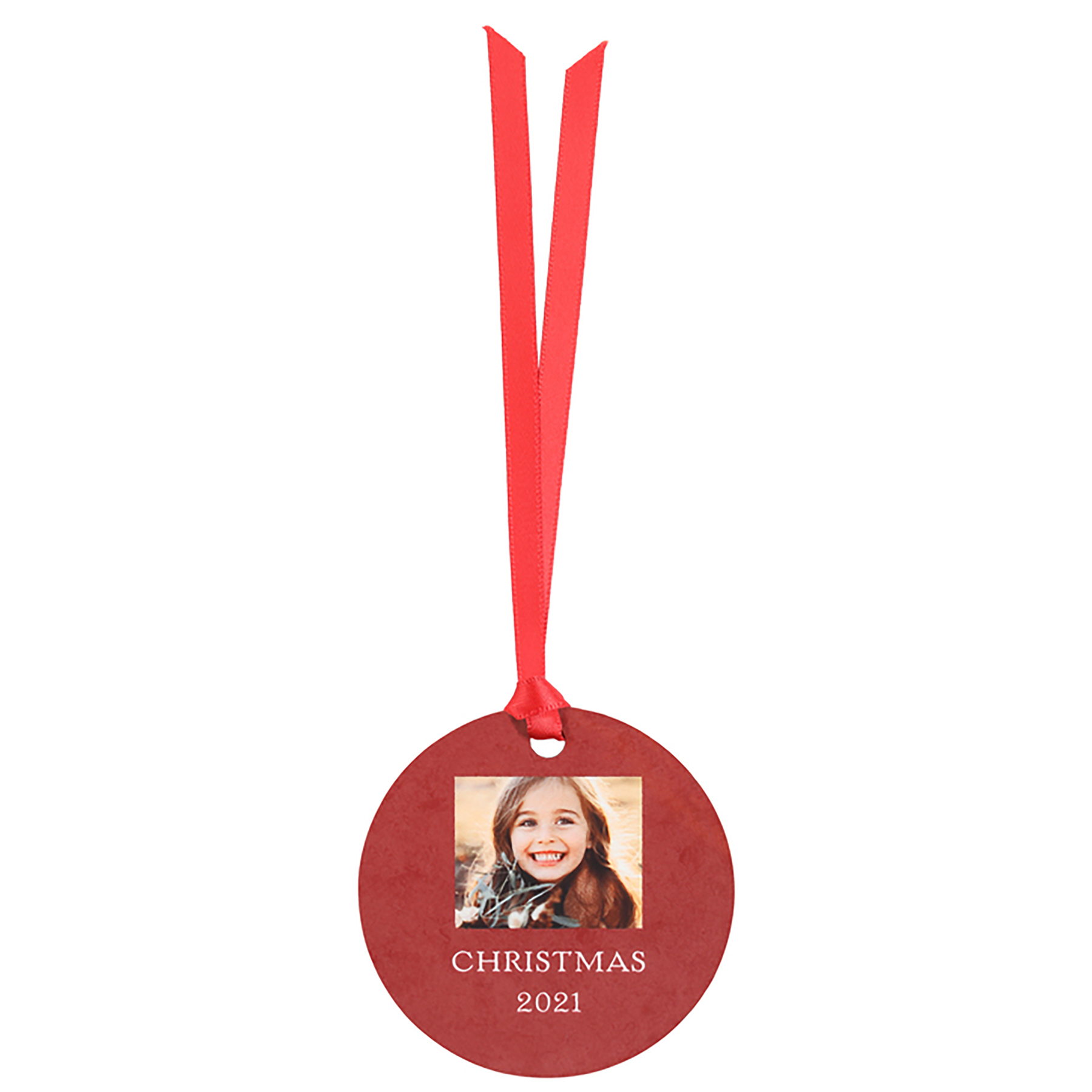 Merry Christmas Script Round Metal Ornament 2