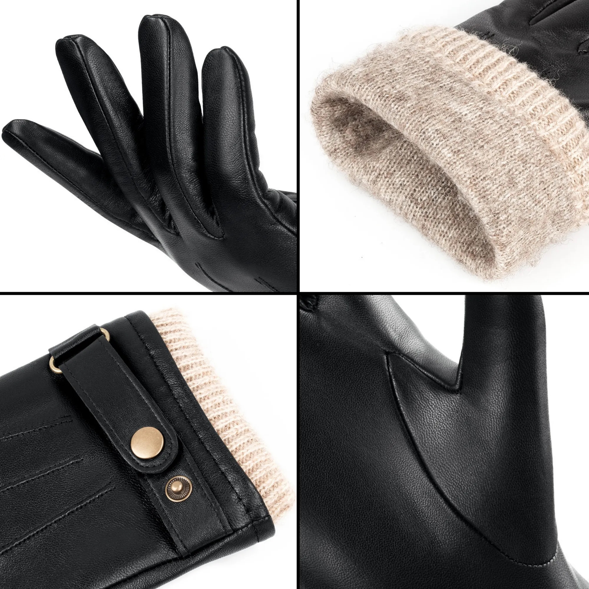 Leather Gloves, Adjustable Buckle, Winter Promotion 4