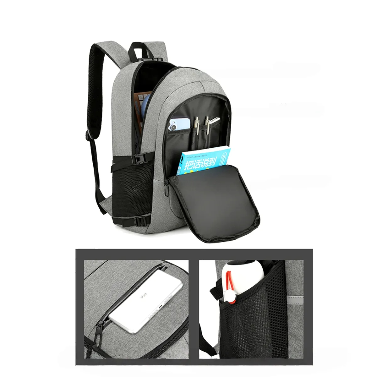 Anti-Theft Laptop Backpack with Lock & Reflective Strip 4