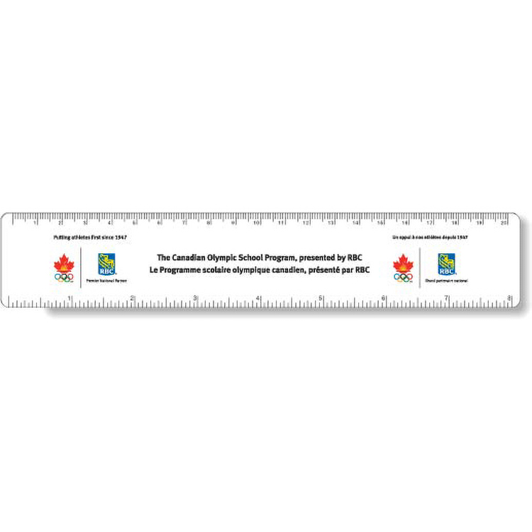 .040 White Matte Styrene Plastic 8" Rulers (1.5" x 8.25") round corners, full colour imprint